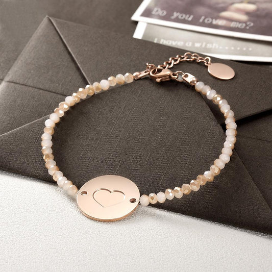 Love Heart Charm Beaded Bracelet