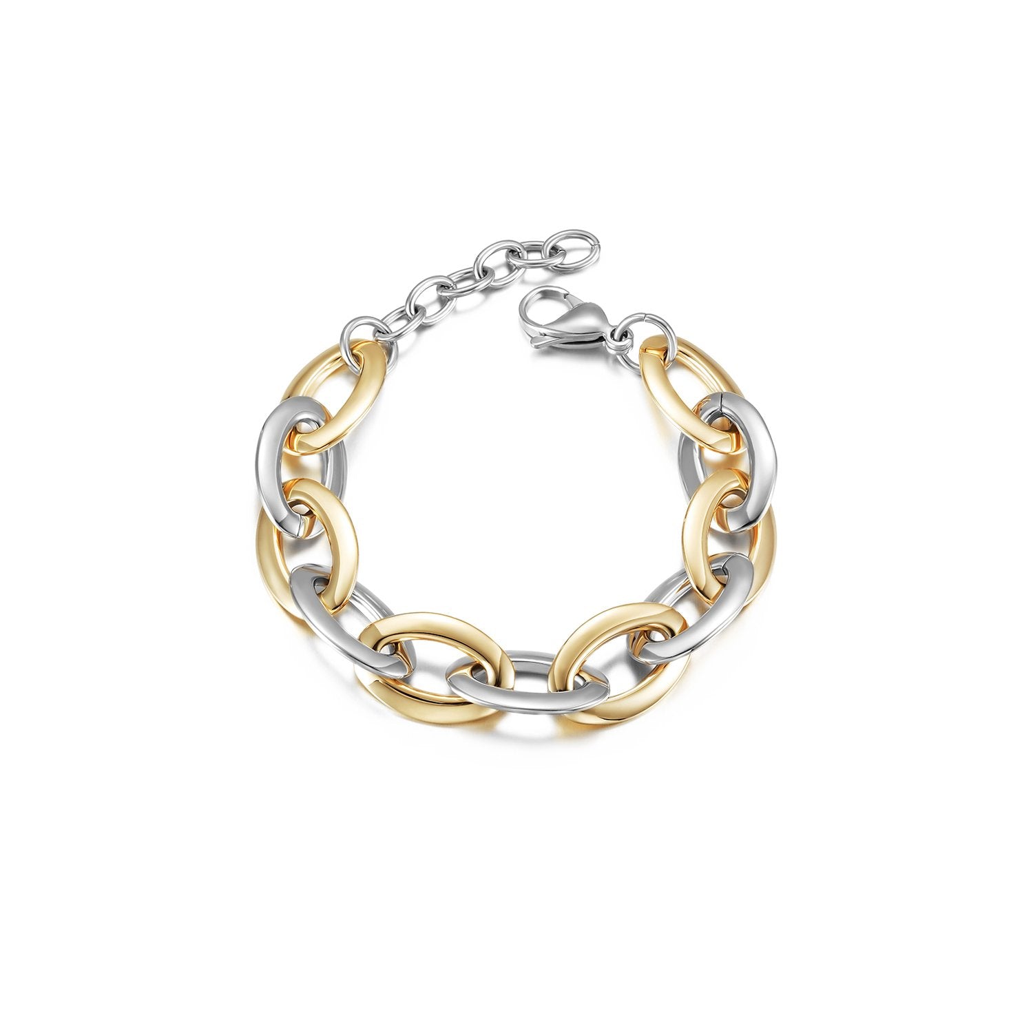 Two-Tone Oval Link Bracelet