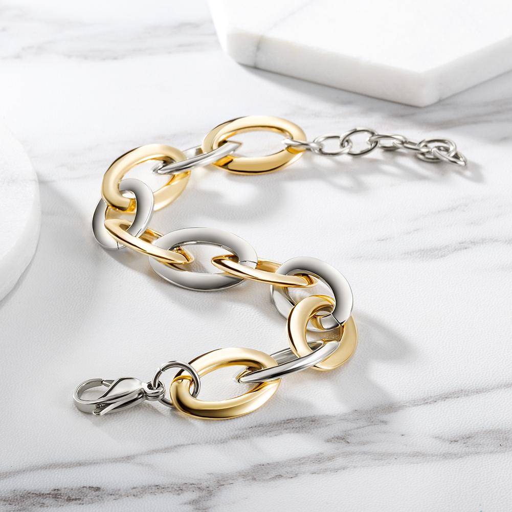 Two-Tone Oval Link Bracelet