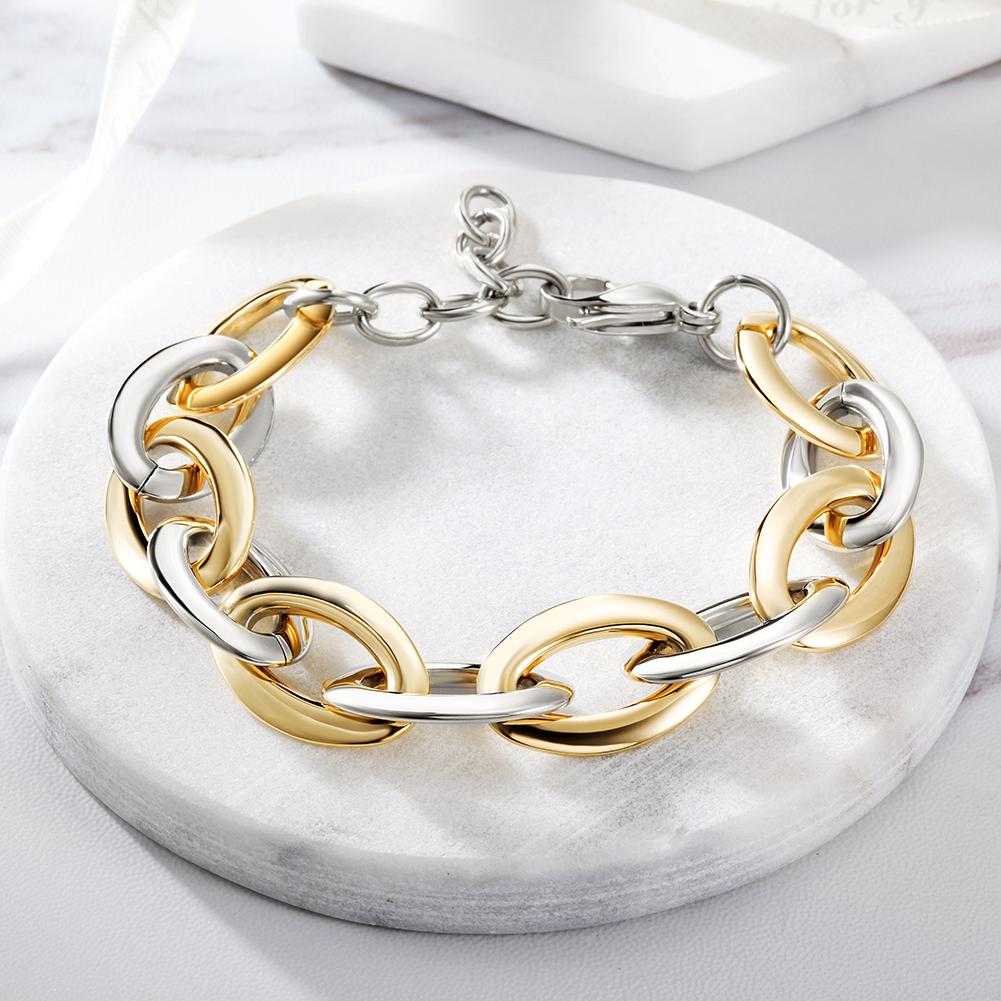 Two-Tone Oval Link Bracelet