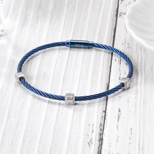 Square Pavé Station Cable Bracelet