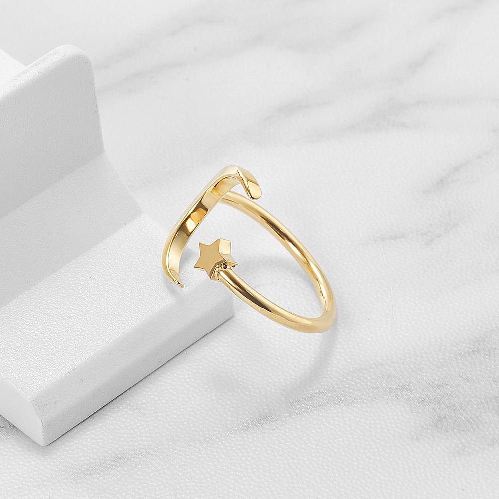 Crescent Moon and Star Ring