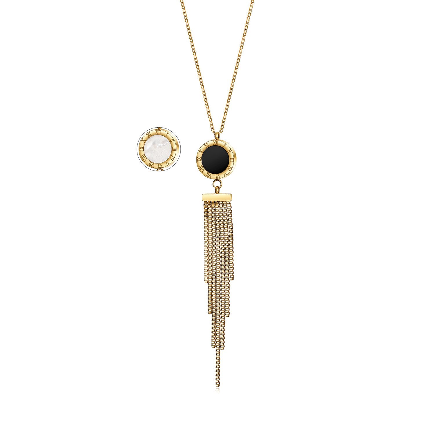 SHELL ACRYLIC TASSEL PENDANT