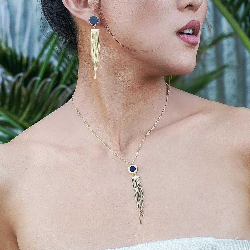 SHELL ACRYLIC TASSEL PENDANT