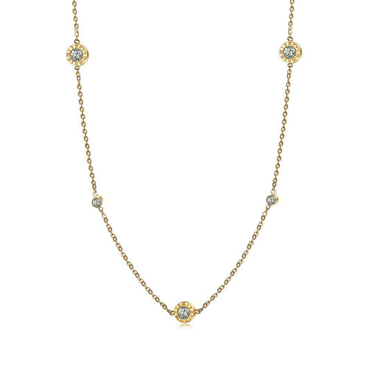 Roman Numeral CZ Station Necklace