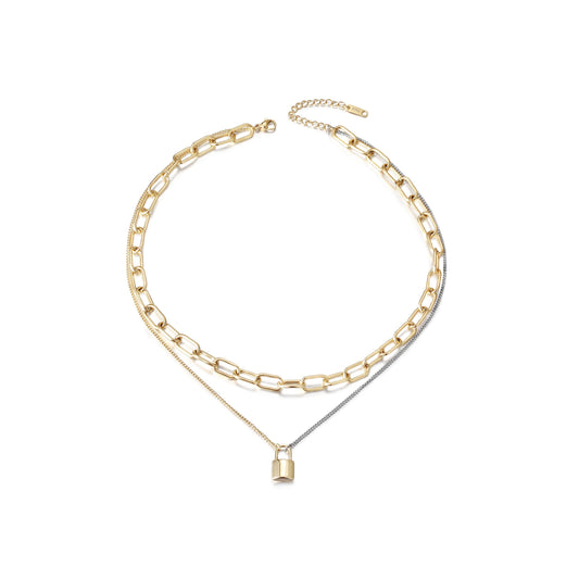 Lock Pendant Layered Necklace