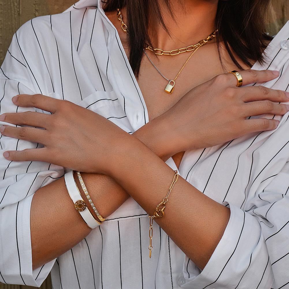 Enamel Pavé Bangle Set