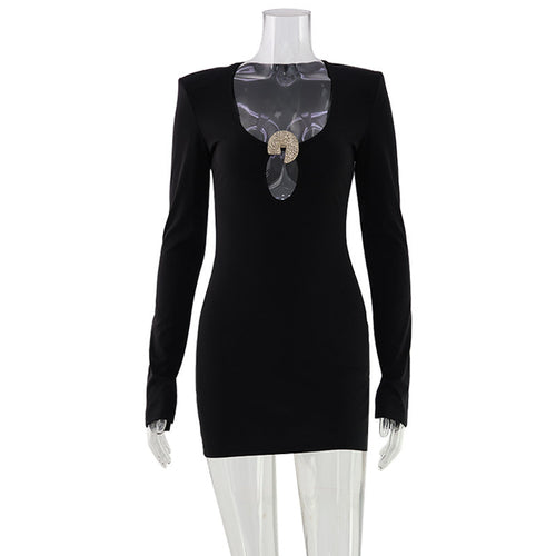 Women Clothing Sexy Low Cut Hollow Out Cutout out Tight Flattering