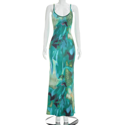 Women Clothing Summer Casual Holiday Blooming Printed Strap Backless