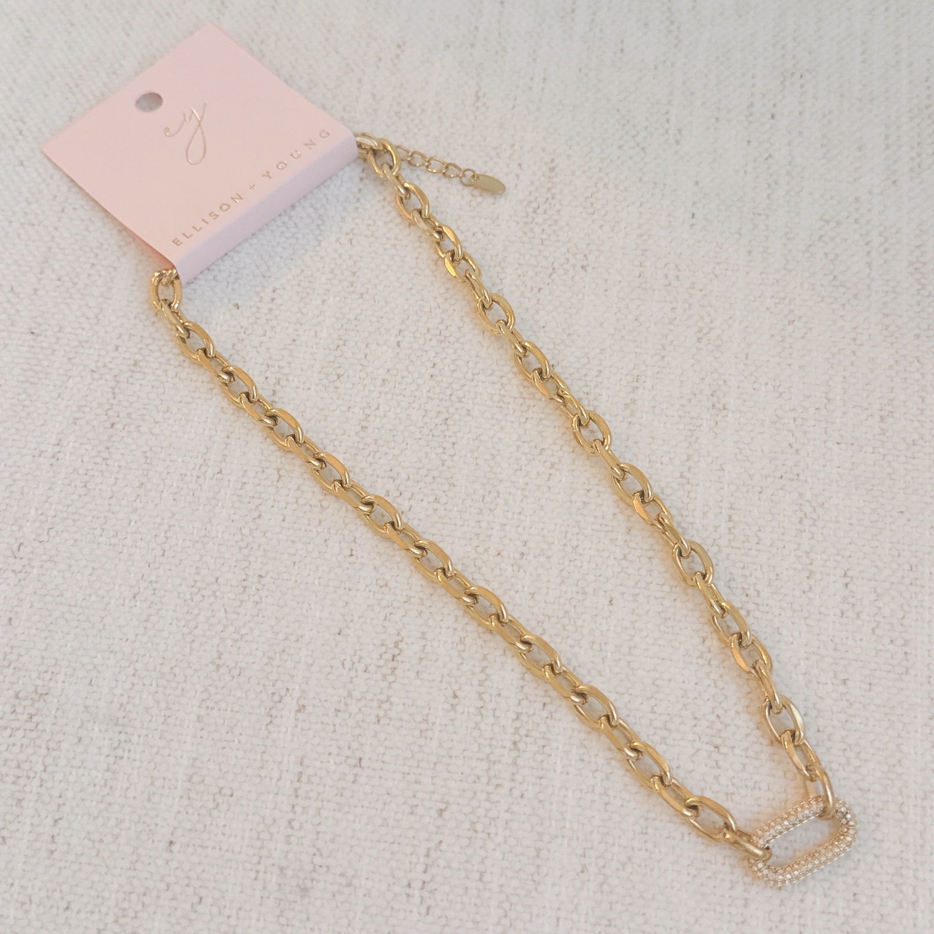 Pave Lock Chain Necklace