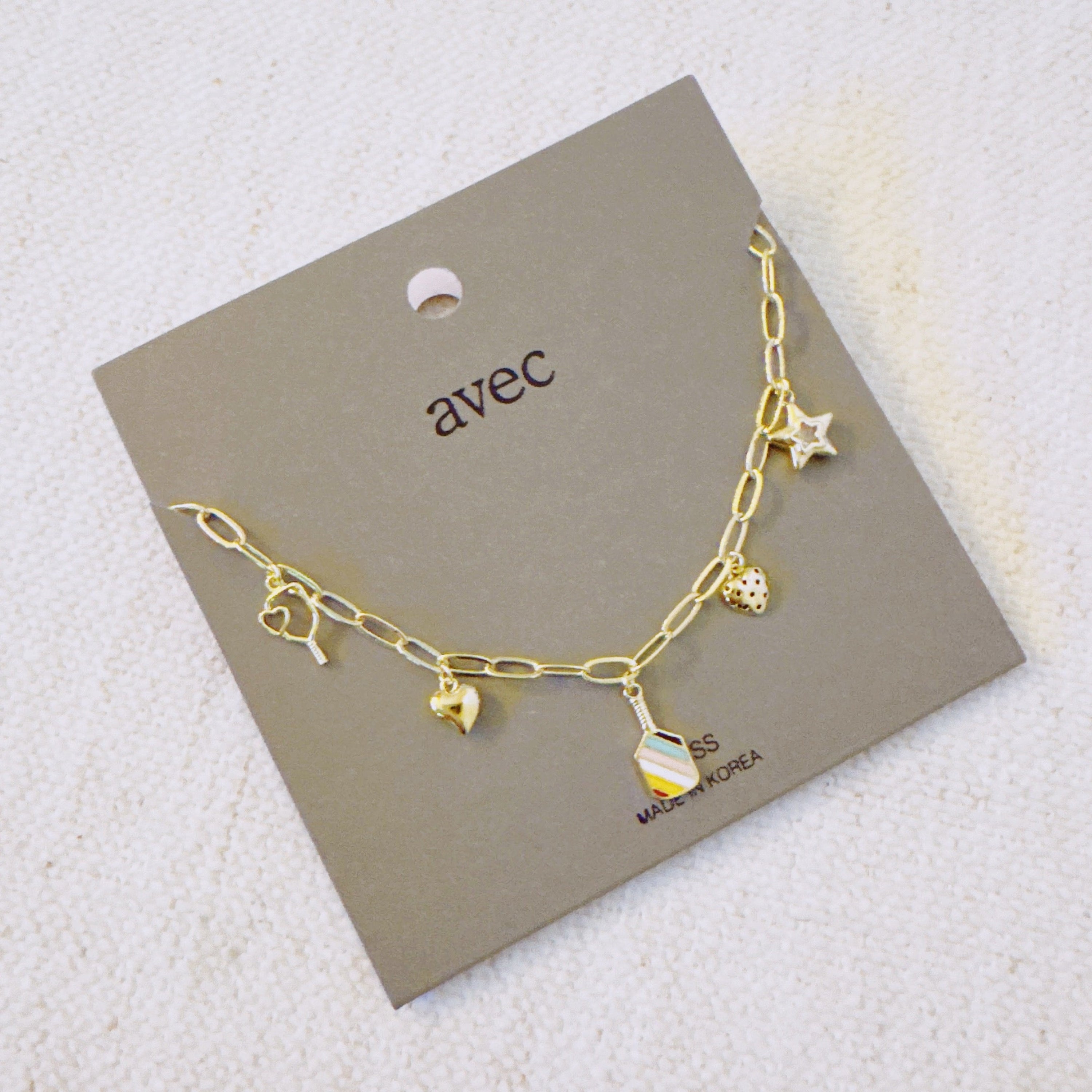 Pickleball Play Charm Necklace – Gold Chain with Playful