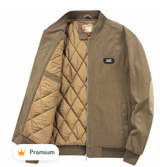 Mens Round Collar Winter Zipped Up Elbow Patch Jacket