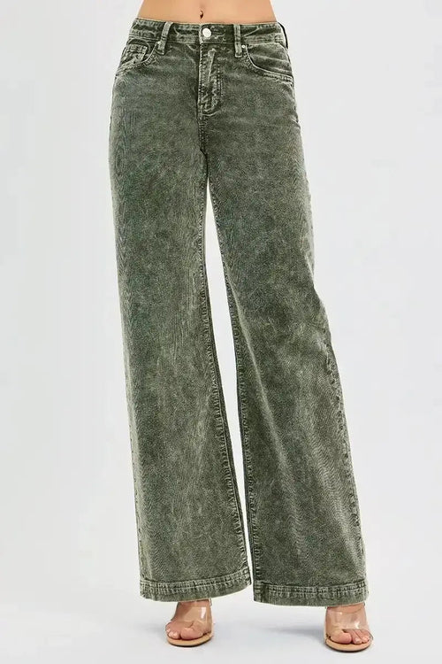 RISEN High Rise Wide Leg Corduroy Pants W/Tummy Control **12/1/25**