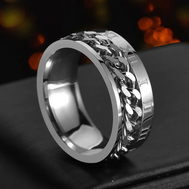Custom Engrave Name  Stainless Steel Rotatable Ring Jewelry Gift