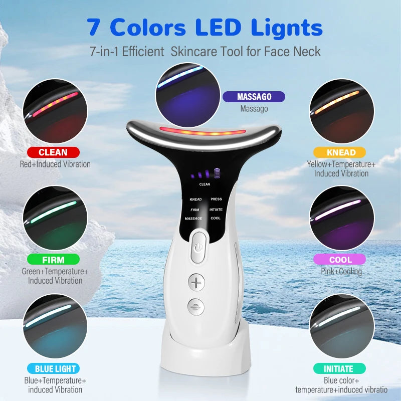 7 Colors Anti Wrinkle Facial Massager Neck Face Beauty Device Skin