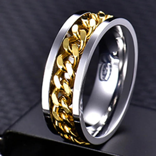 Custom Engrave Name  Stainless Steel Rotatable Ring Jewelry Gift