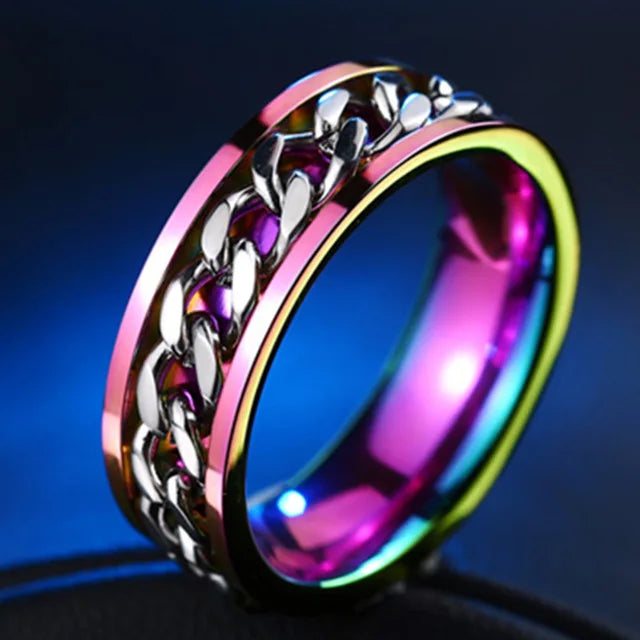 Custom Engrave Name  Stainless Steel Rotatable Ring Jewelry Gift