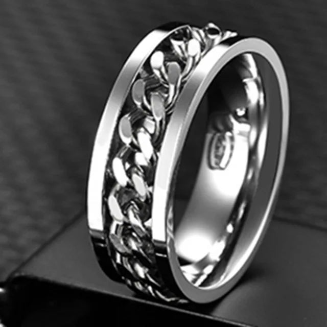 Custom Engrave Name  Stainless Steel Rotatable Ring Jewelry Gift