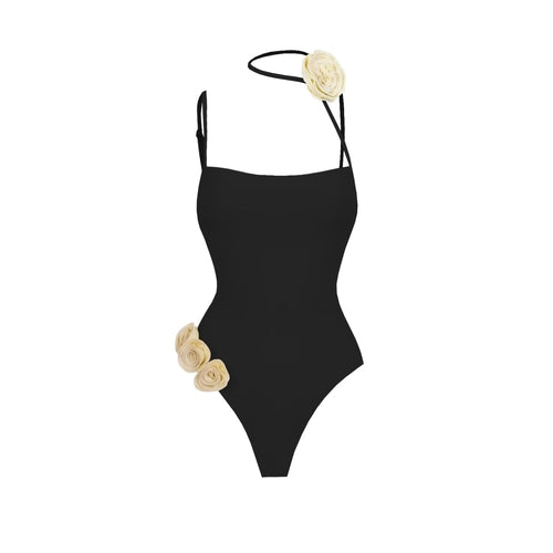 White Flower One Piece Swimsuit