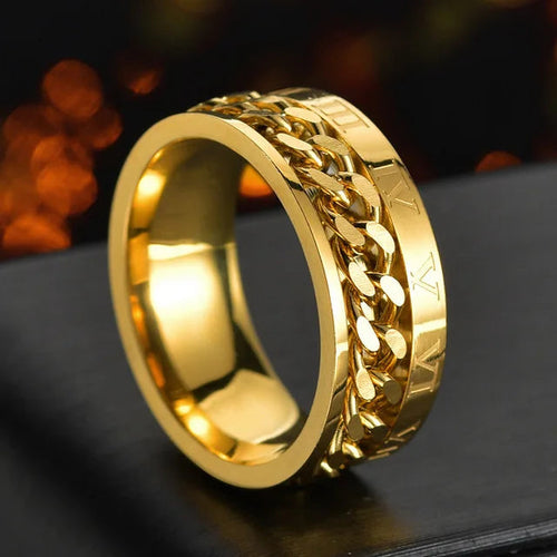 Custom Engrave Name  Stainless Steel Rotatable Ring Jewelry Gift