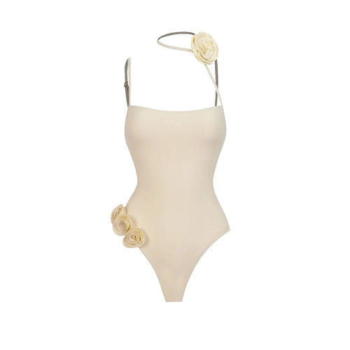 White Flower One Piece Swimsuit
