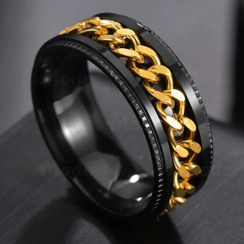 Custom Engrave Name  Stainless Steel Rotatable Ring Jewelry Gift