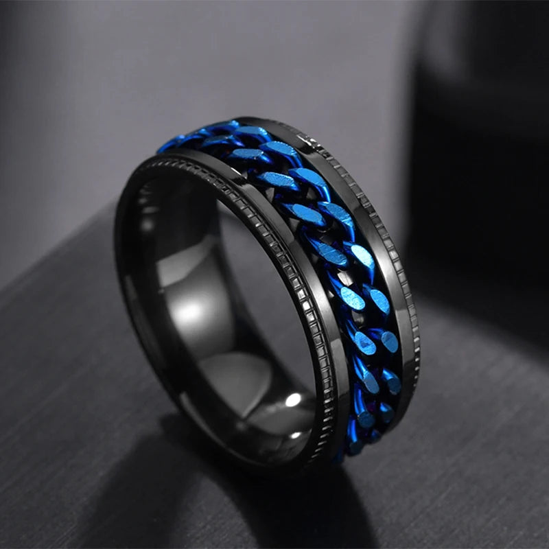 Custom Engrave Name  Stainless Steel Rotatable Ring Jewelry Gift
