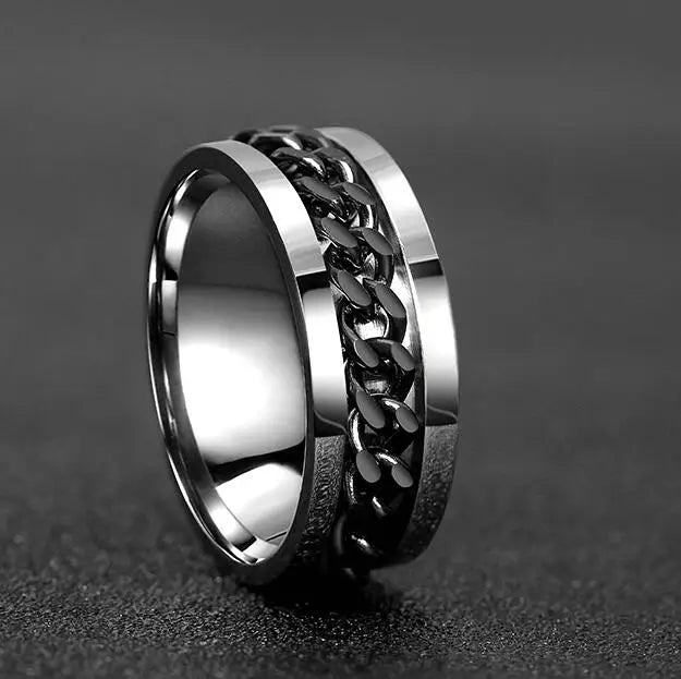 Custom Engrave Name  Stainless Steel Rotatable Ring Jewelry Gift
