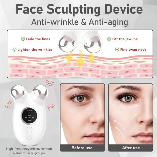 Facial Massager EMS Microcurrent Lifting Device Face Roller Anti