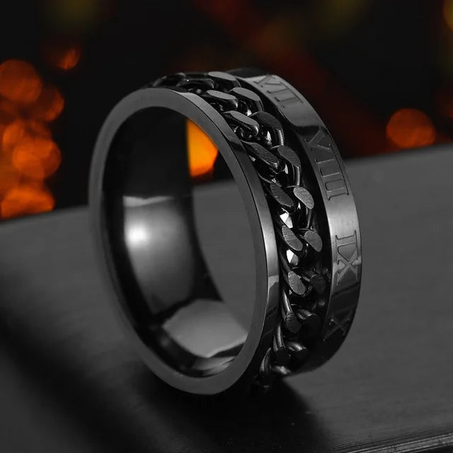 Custom Engrave Name  Stainless Steel Rotatable Ring Jewelry Gift