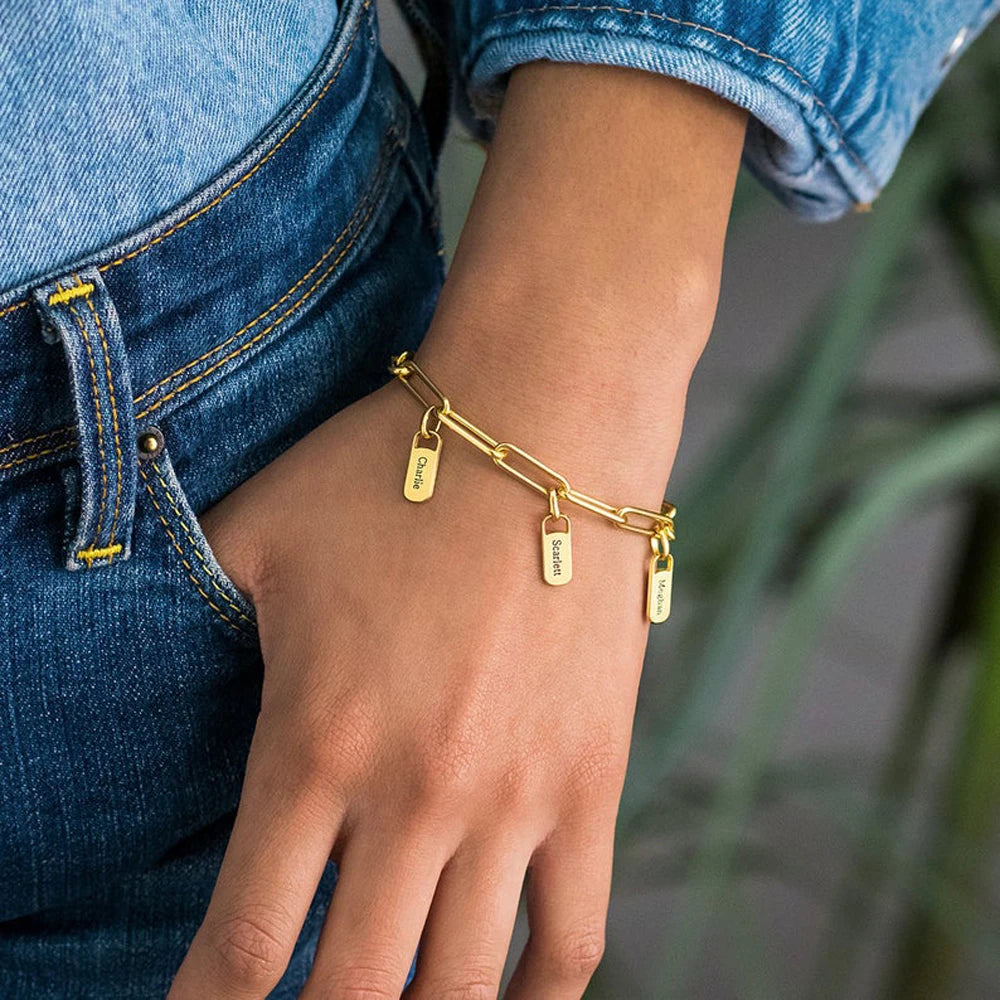 Custom Multiple Nameplate Pendant Bracelets Jewelry Gift