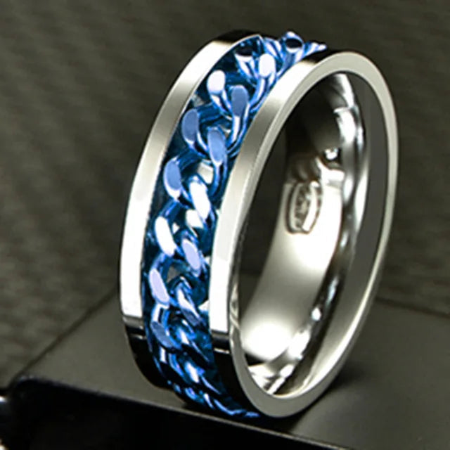 Custom Engrave Name  Stainless Steel Rotatable Ring Jewelry Gift