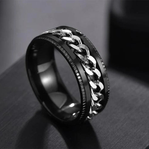 Custom Engrave Name  Stainless Steel Rotatable Ring Jewelry Gift