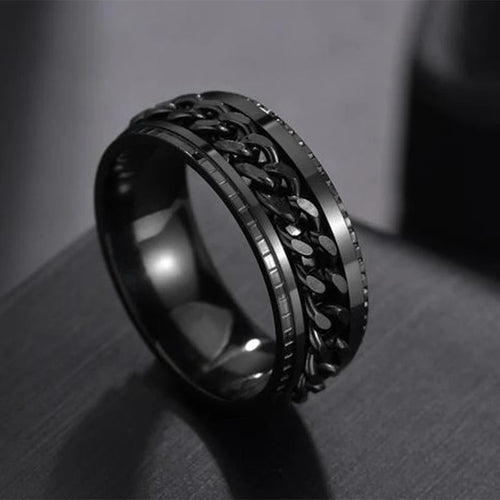 Custom Engrave Name  Stainless Steel Rotatable Ring Jewelry Gift