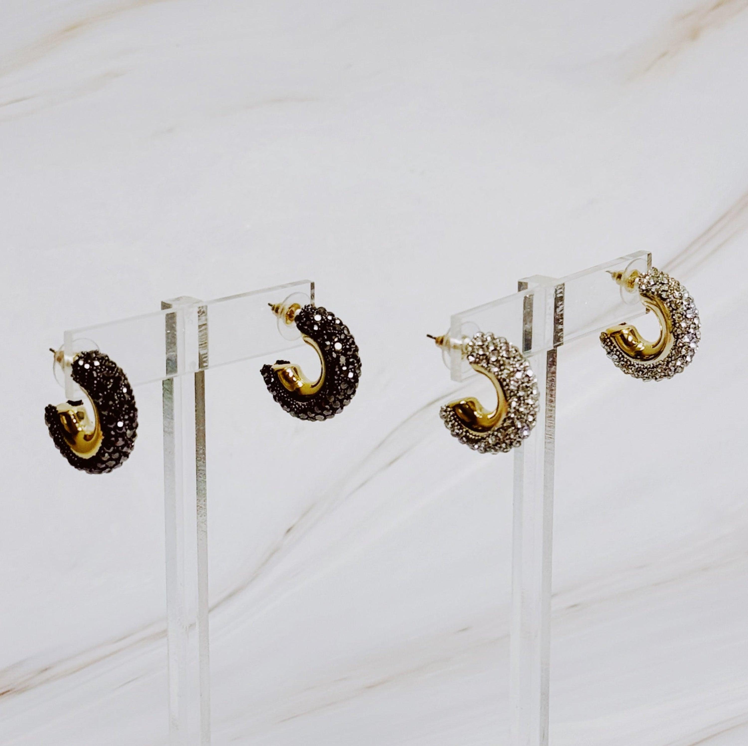 Small Glam Bling Hoop Earrings