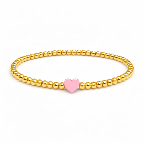 So Very Loved Heart Gold Beaded Stretch Bracelet