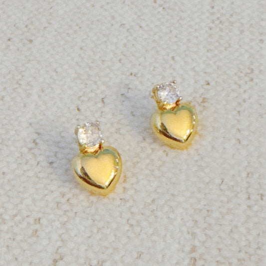 Sparkle Over Heart Stud Earrings