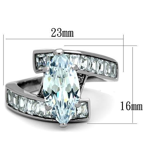 TK1754 - High polished (no plating) Stainless Steel Ring with AAA