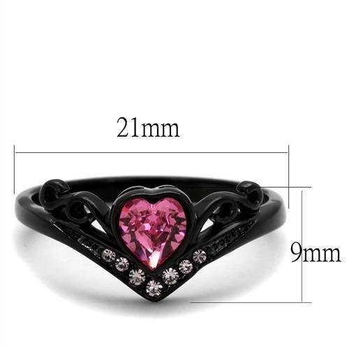 TK2192 - IP Black(Ion Plating) Stainless Steel Ring with Top Grade