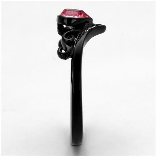 TK2192 - IP Black(Ion Plating) Stainless Steel Ring with Top Grade