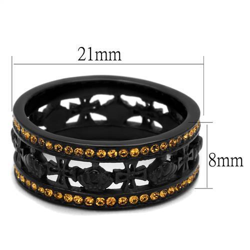 TK2204 - IP Black(Ion Plating) Stainless Steel Ring with Top Grade
