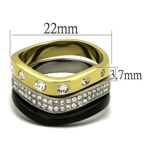 TK2299 - IP Gold+ IP Black (Ion Plating) Stainless Steel Ring with Top