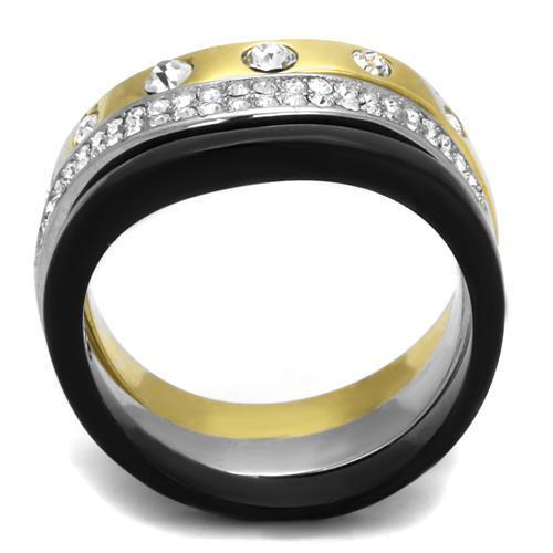 TK2299 - IP Gold+ IP Black (Ion Plating) Stainless Steel Ring with Top