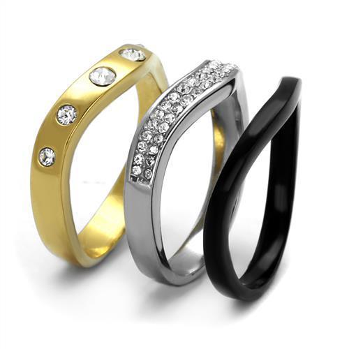 TK2299 - IP Gold+ IP Black (Ion Plating) Stainless Steel Ring with Top