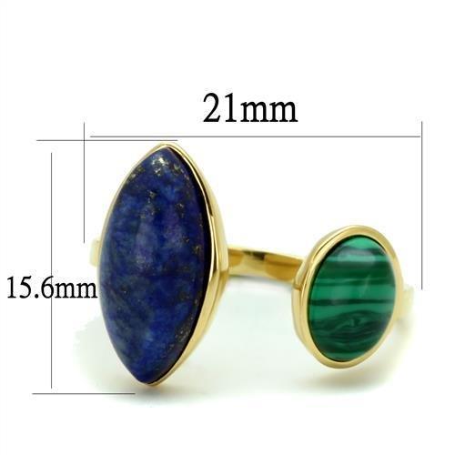 TK2906 - IP Gold(Ion Plating) Stainless Steel Ring with Precious Stone