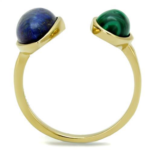 TK2906 - IP Gold(Ion Plating) Stainless Steel Ring with Precious Stone
