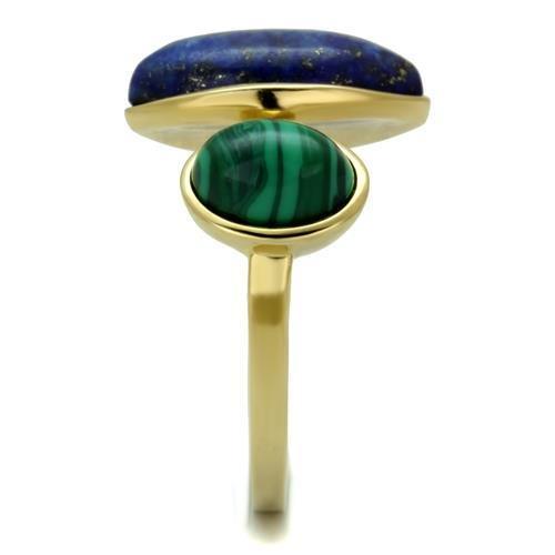 TK2906 - IP Gold(Ion Plating) Stainless Steel Ring with Precious Stone
