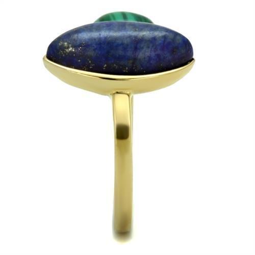 TK2906 - IP Gold(Ion Plating) Stainless Steel Ring with Precious Stone