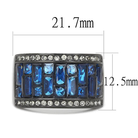 TK3058 - IP Black(Ion Plating) Stainless Steel Ring with Synthetic