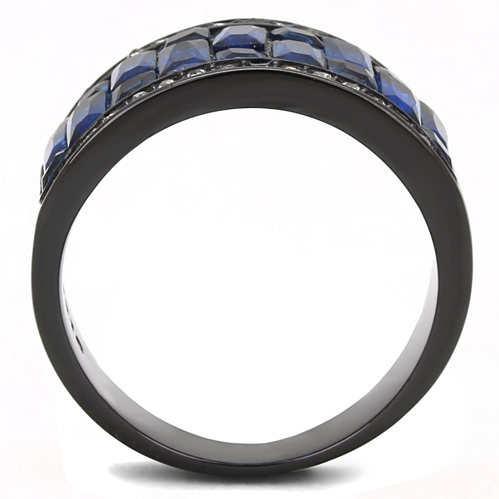 TK3058 - IP Black(Ion Plating) Stainless Steel Ring with Synthetic